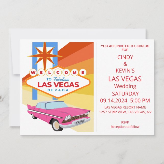 Invitation Mariage Las Vegas personnalisé (Devant)
