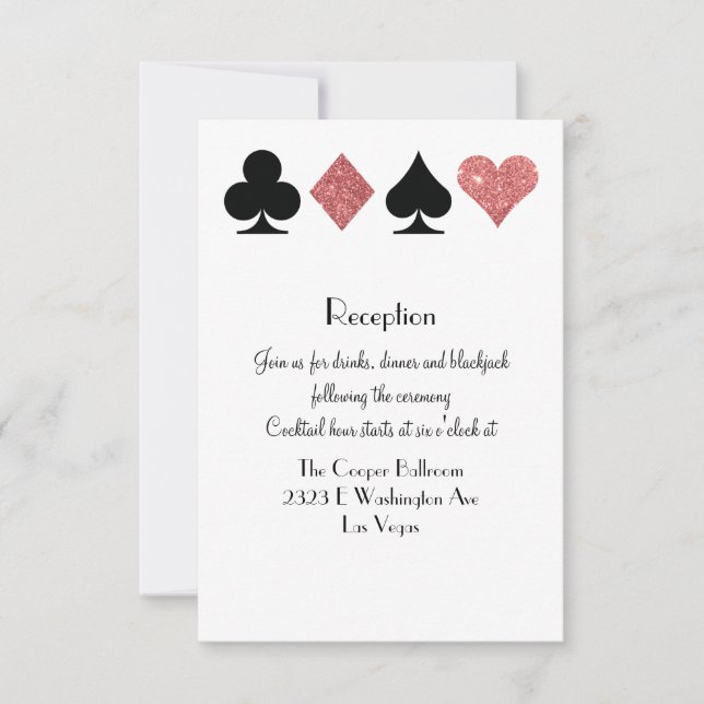 Invitation Mariage Las Vegas Réception Rose Gold Paillettes (Devant)