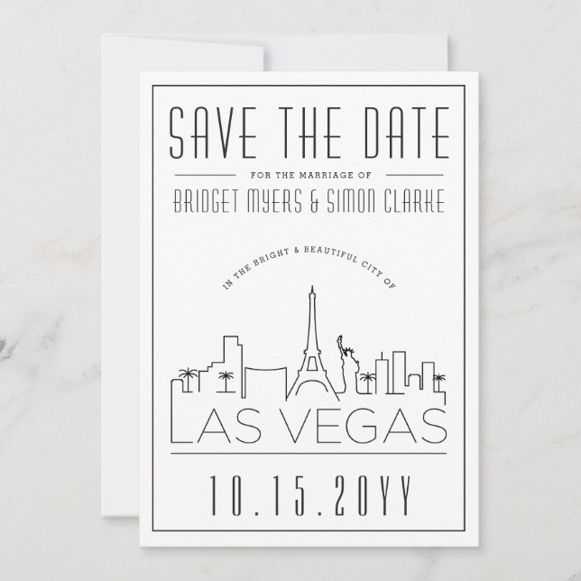 Invitation Mariage Las Vegas | Skyline stylisée Enregistrer l (Devant)