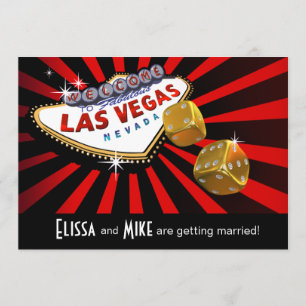 Invitation Mariage Las Vegas Starburst rouge noir or