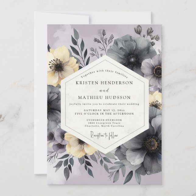 Invitation Mariage Lavande Ardoise Painterly (Devant)