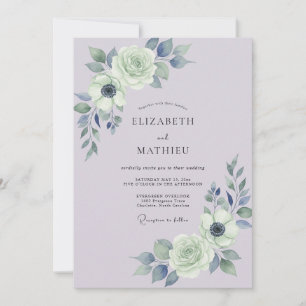 Invitation Mariage Lavande Armoise Ranunculus Sage