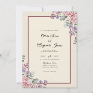 Invitation Mariage Lavande Crème Chaude Lilas Eucalyptus