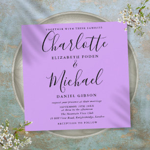 Invitation Mariage Lavande Lilas Orchidée Écriture Élégante