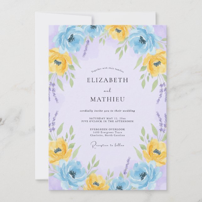Invitation Mariage Lavande Printanier Éclatant (Devant)