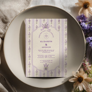 Invitation Mariage Lavande Rayée