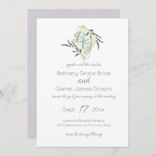 Invitation Mariage Lavender et Sage Monogram