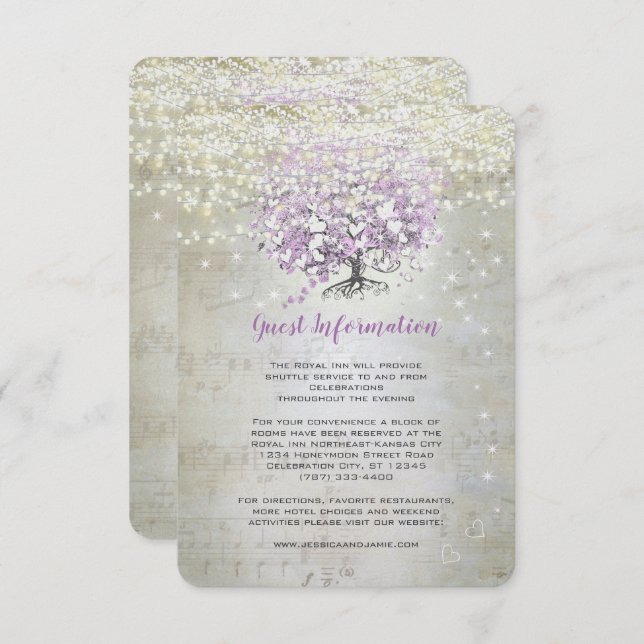 Invitation Mariage Lavender Fairytale Lumières et étoiles (Devant / Derrière)