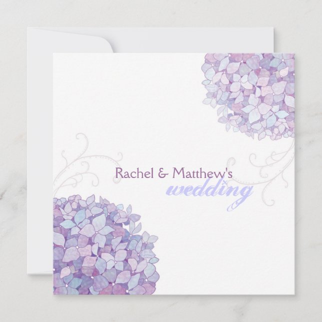 Invitation Mariage Lavender Purple Hydrangeas (Devant)