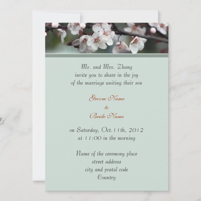 Invitation mariage, les parents de Groom invitent des fleurs  (Devant)