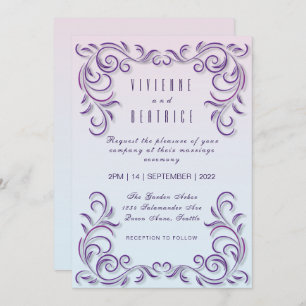 Invitation mariage lesbienne décorative lilas de Boho