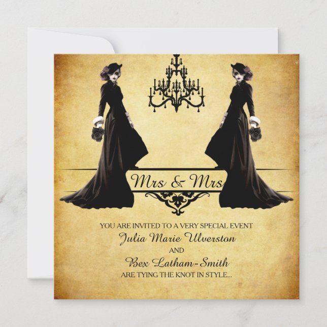 Invitation Mariage lesbienne - Style gothique Steampunk (Devant)