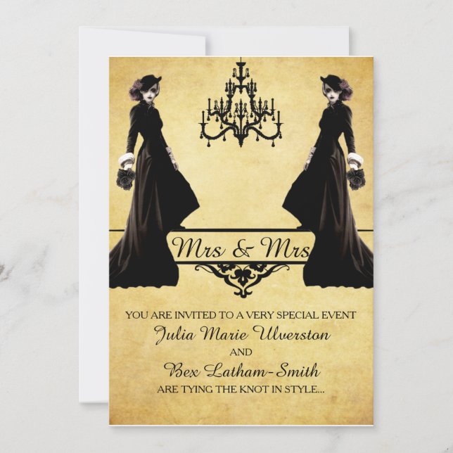 Invitation Mariage lesbienne - Style gothique Steampunk (Devant)