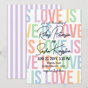 Invitation Mariage LGBTQA Lettres Arc-en-ciel Typographie Mod