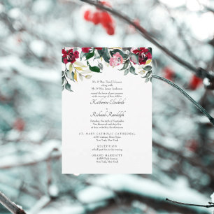 Invitation Mariage Lieu 2 Hiver Rose Rouge Formel