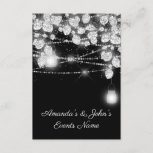 Invitation Mariage Lights Jars Parties scintillant gris noir