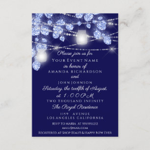 Invitation Mariage Lights Jars Russe Parties scintillant Bleu