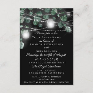 Invitation Mariage Lights Jars Russe Smoky Mint Noir