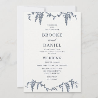 Invitation Mariage Ligne Artistique Vigne Wisteria Ardoise