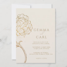 Mariage ligne d'art moderne pivoine dorée