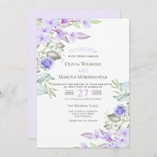 Invitation Mariage Lilac et Fleurs de Jardin Rose