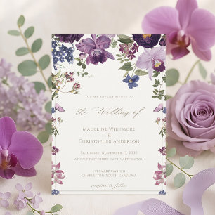 Invitation Mariage Lilac Floral Vintage