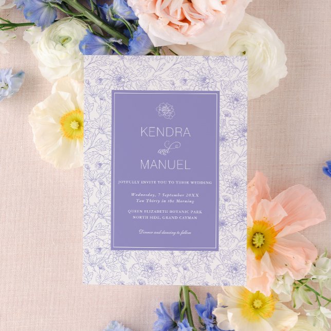 Invitation Mariage Lilac violet Floral moderne (Créateur téléchargé)