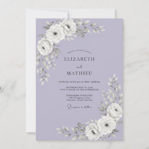 Invitation Mariage lilas blanc rose poussiéreuse