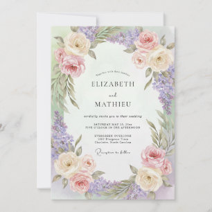 Invitation Mariage Lilas Crème Douce Wisteria