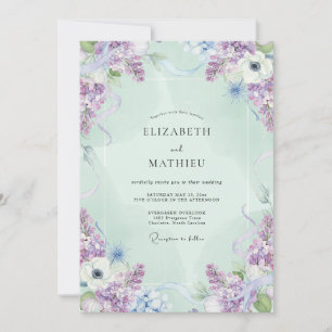 Invitation Mariage Lilas Glycine Menthe