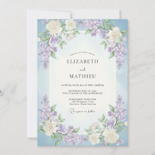 Invitation Mariage Lilas Glycine Pervenche