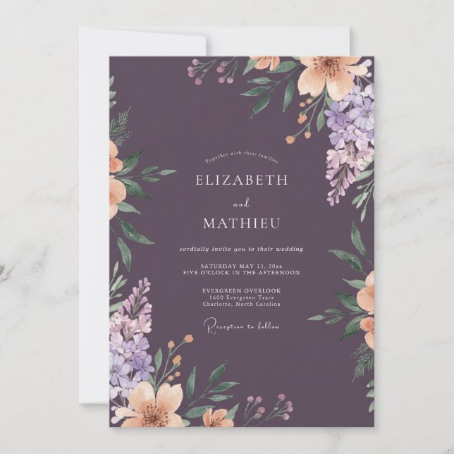 Invitation Mariage Lilas-glycine Plum (Devant)