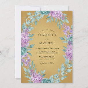 Invitation Mariage Lilas Luxuriant Or