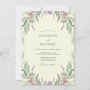 Invitation Mariage Lilas Mauve Lavande Eucalyptus