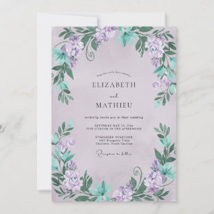 Invitation Mariage Lilas Menthe Wisteria