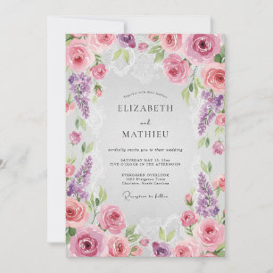 Invitation Mariage Lilas Rose Wisteria