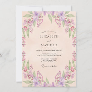 Invitation Mariage Lilas Rougeâtre Wisteria