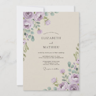 Invitation Mariage Lilas Sauge Poussiéreux Eucalyptus