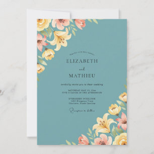 Invitation Mariage Lily Aqua Poussiéreux