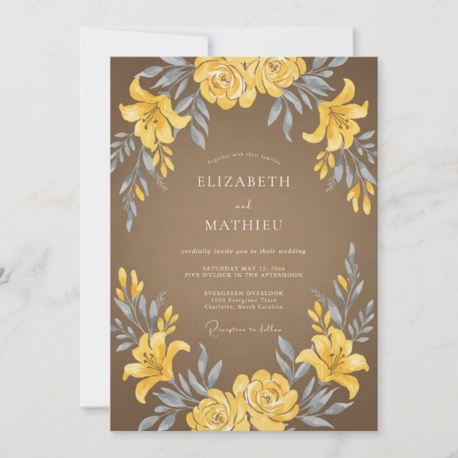 Invitation Mariage Lily Brun Moutarde (Devant)