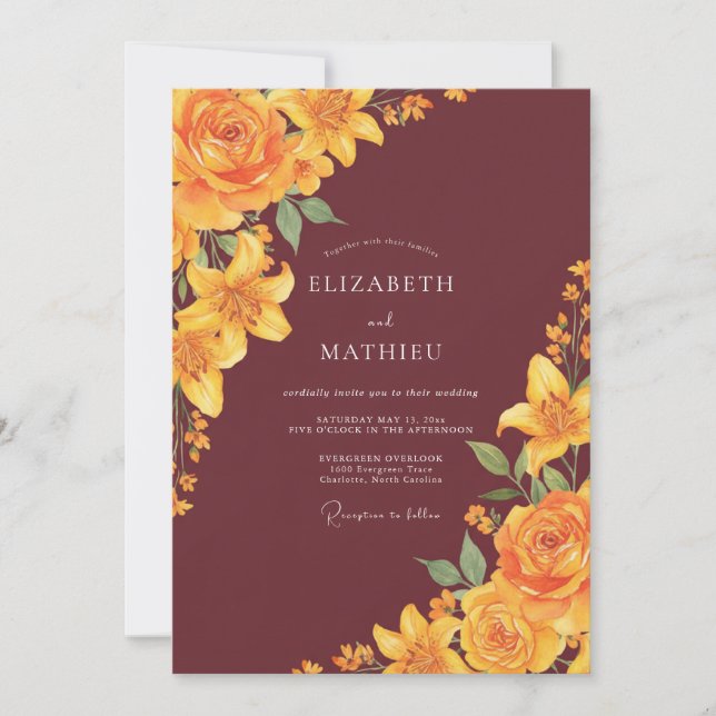 Invitation Mariage Lily Fleur d'Or (Devant)