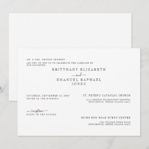 Invitation Mariage listé de parents de mariées blanches simpl