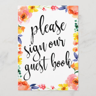 Invitation Mariage Livre d'hôtes Abordable Boho Floral Sign