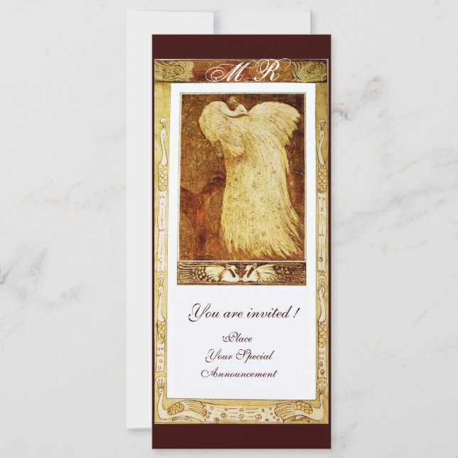 Invitation MARIAGE LOVE PEACOCK MONOGRAM, Sepia Brown Blanc (Devant)