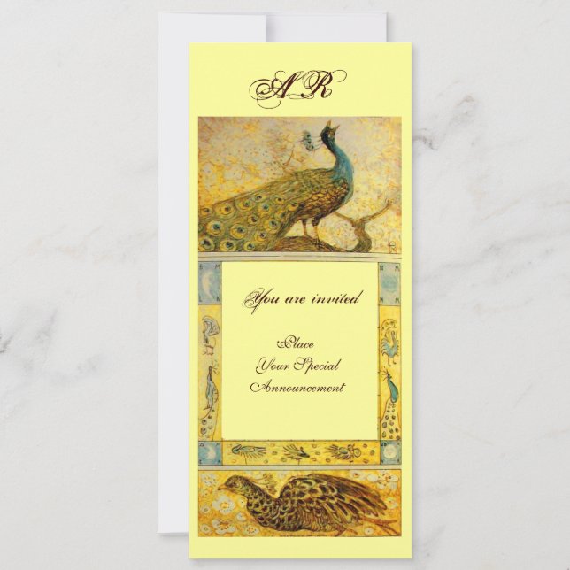 Invitation MARIAGE LOVE PEACOCKS MONOGRAM, vert brun (Devant)