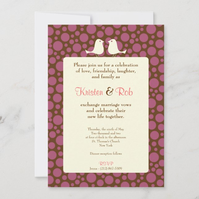 Invitation Mariage Lovebirds (Polka Dot) (Devant)