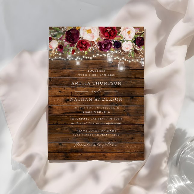 Invitation Mariage Lumières Bourguignonnes Rustique  (Créateur téléchargé)