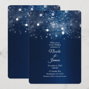 Invitation Mariage Lumières Scintillantes Argentées Bleu Hive