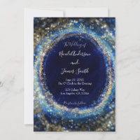 Mariage lumières scintillantes bleu océan or