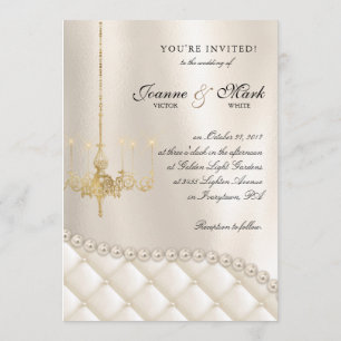 Invitation Mariage Luminaire Luminaire Perles d'ivoire Satin
